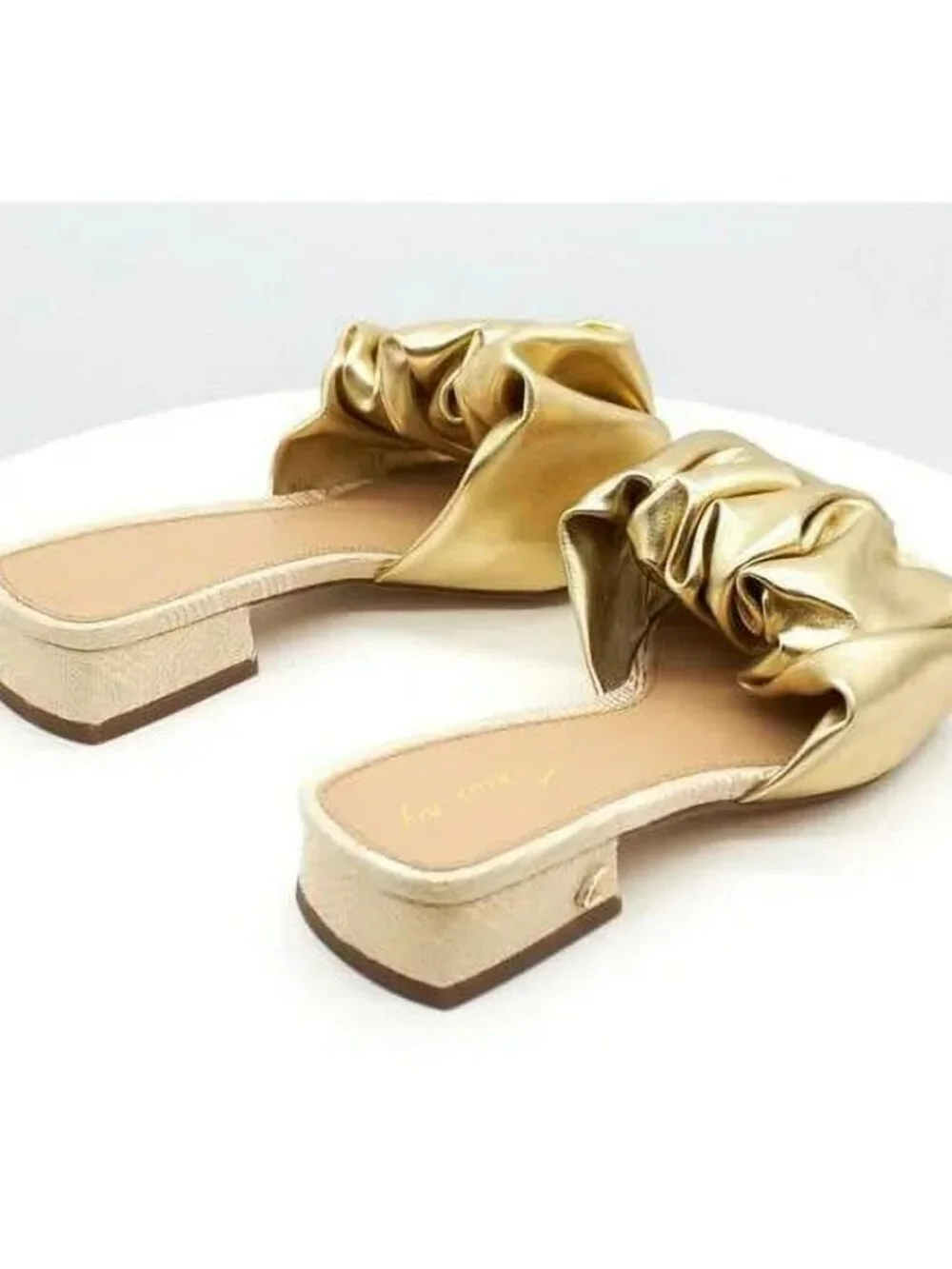 CIRCUS BY SAM EDELMAN JANIS GOLD RUCHED SLIDE SZ 10